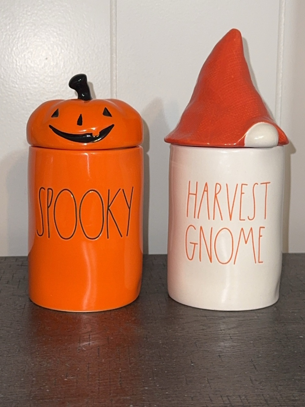 NWT RAE DUNN Spooky Pumpkin & Harvest Gnome Ceramic Scented Candles 13.2oz